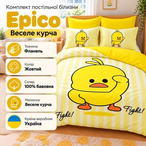 Дитячий комплект постільної білизни Epico Веселе курча Epico-055 фото