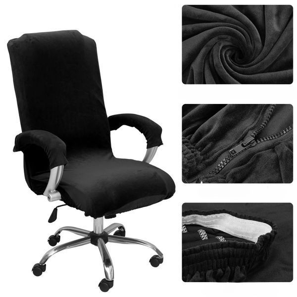 Велюровый чехол на компьютерное офисное кресло с подлокотниками Diana Textile Spandex 22282-velvet-Black-xl фото