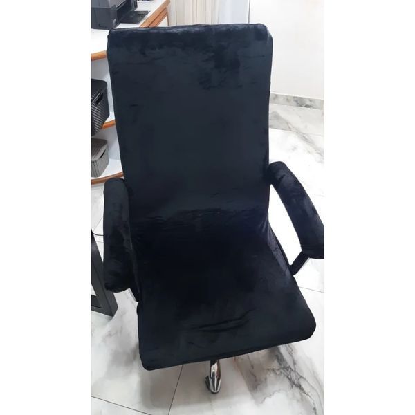 Велюровый чехол на компьютерное офисное кресло с подлокотниками Diana Textile Spandex 22282-velvet-Black-xl фото