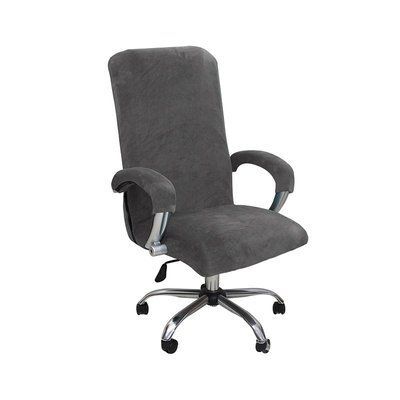 Велюровый чехол на компьютерное офисное кресло с подлокотниками Diana Textile Spandex 22282-velvet-grey-xl фото