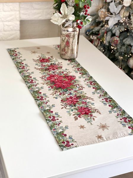 Дорожка гобеленовая RUNNER1391NA Limaso, 45x140, Прямоугольная, Новогодний, Серебряный люрекс, 70% полиэстер, 23% хлопок, 3% акрил, 4% металлическое волокно, Гобелен lim_RUNNER1391NA-45 фото