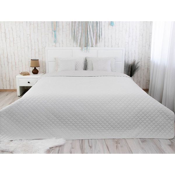 Двустороннее декоративное покрывало Velour Ромб, 180x220 см, Двуспальный, Ice Серый 340.55_Ice_ромб фото