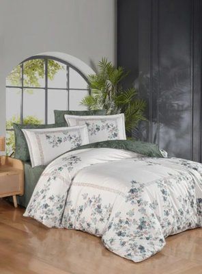 Постільна білизна La Romano Premium Satin Єгипетська бавовна Lina Green Євро LaR_m019570 фото