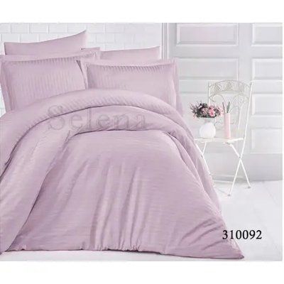 Постельное белье отельное сатин-страйп Евро Selena Импреза Светлая лаванда Страйп-сатин 1х1 310092 100% хлопок 310092-03 фото