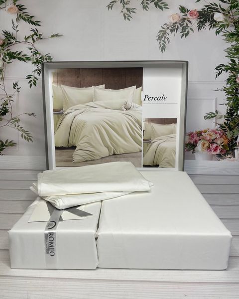 Tensel Percale krem сатиновое постельное белье Евро размер Romeo home Турция Sul-6303 фото