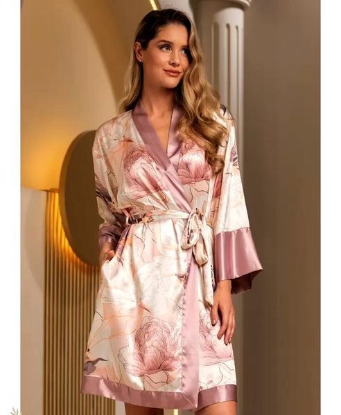 Женский шелковый халат Пионы 4213 Mia-Amore L/XL Mia_4213_L/XL фото