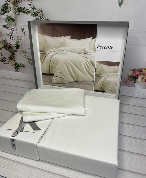 Tensel Percale krem сатиновое постельное белье Евро размер Romeo home Турция Sul-6303 фото