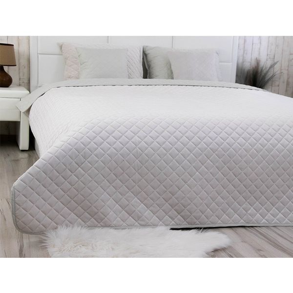 Двустороннее декоративное покрывало Velour Ромб, 220x240 см, Евро, Ice Серый 330.55_Ice_ромб фото