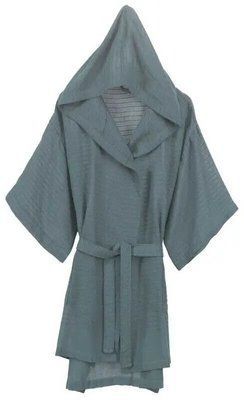 Женский вафельный халат пике на поясе Buldans Bianca mirage blue короткий L/XL sv2000022247351 фото
