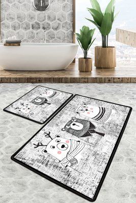 Набір килимків для ванної кімнати Chilai Home THREE BEARS BANYO HALISI DJT 60x100+50x60 Chom_110024127 фото