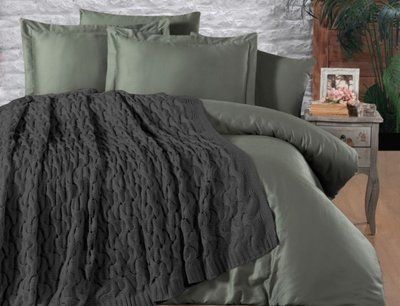 Комплект с вязаным пледом Nirvana Tango 520-Tango Anthracite 520-Tango-Anthracite-Євро фото
