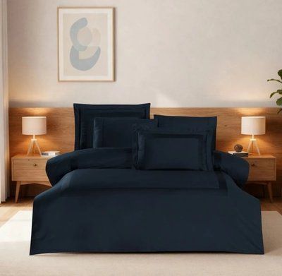 Постільна білизна La Romano Mona Premium Satin Montova Navy Blue Євро LaR_хм41597 фото