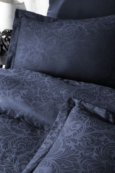 Комплект постельного белья First Choice Jacquard Satin Tecna JS-06-Tecna-Lacivert-Євро фото
