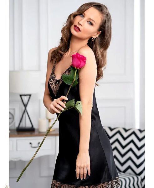 Женская ночная сорочка черная "Аманда" 3630 Mia-Amore_3630_S фото