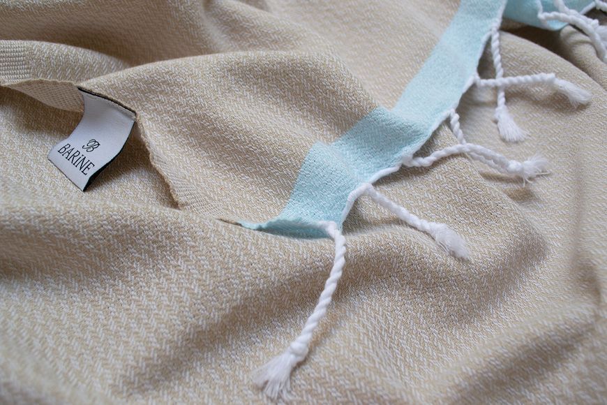 Полотенце Barine Pestemal - Basak 95x165 Beige-Mint бежевый-ментоловый svt-2000022275538 фото