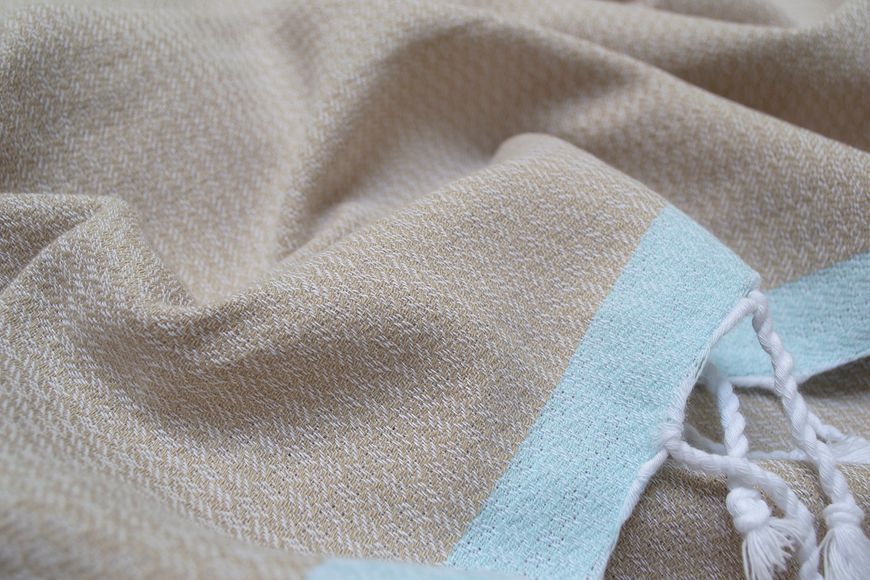 Полотенце Barine Pestemal - Basak 95x165 Beige-Mint бежевый-ментоловый svt-2000022275538 фото