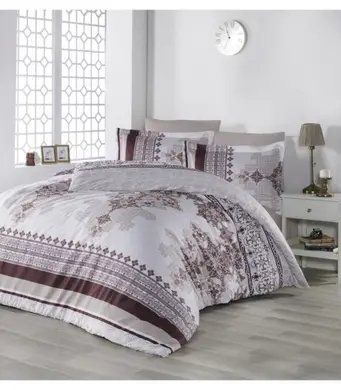 Постільна білизна сатин євро розмір Altinbasak sasun kahve m014178 фото