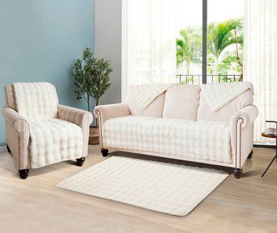 Накидка для м'яких меблів 90х90 см айворі Love You loveyouhome_8605 фото