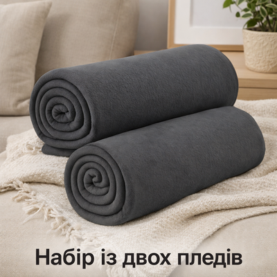 Набір із двох легких флісових пледів, однотонні, оливкові (хакі) 150x200 см Love You loveyouhome_LY9121set2 фото