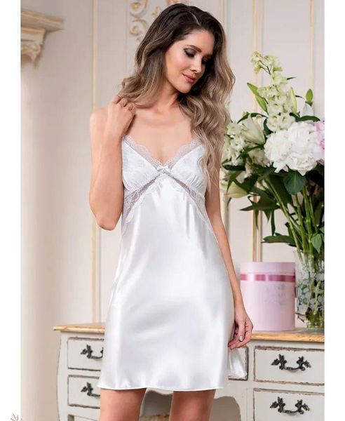 Женская атласная сорочка белая "Кристина" 8891 Mia-Amore_8891_XS фото