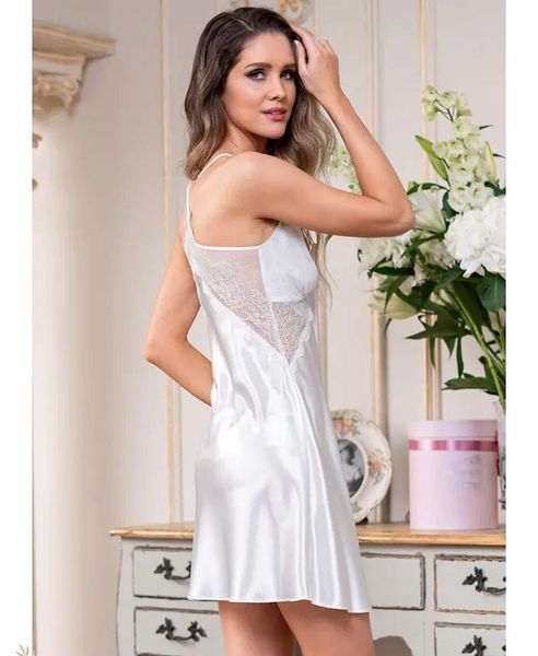 Женская атласная сорочка белая "Кристина" 8891 Mia-Amore_8891_XS фото