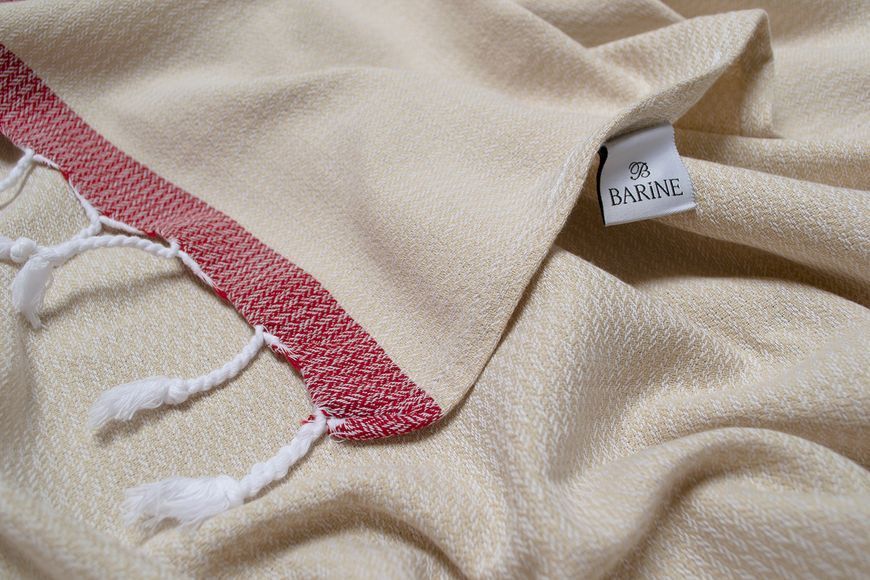 Полотенце Barine Pestemal - Basak 95x165 Beige-Marsala бежевый-марсала svt-2000022275545 фото