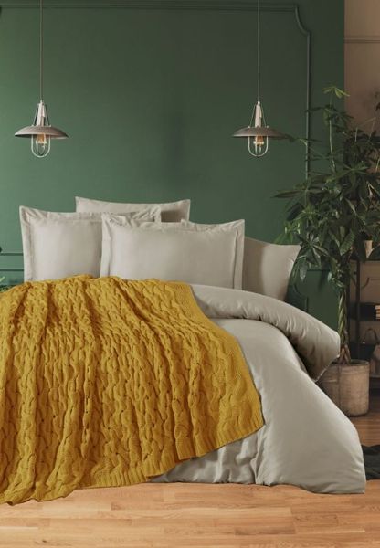 Комплект з в'язаним пледом Nirvana Tango 522-Tango Ocher 522-Tango-Ocher-Євро фото