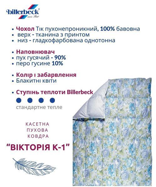 Зимова пухова ковдра Billerbeck Вікторія К-1 Касетна 0592-01/05 фото