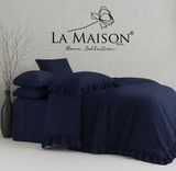 Постільна білизна варена бавовна La Maison Weens Deep Indigo з рюшами Євро 200х220 см LaMaison_41152 фото
