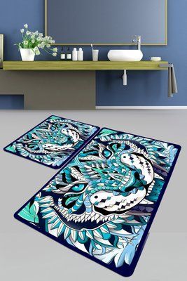 Набір килимків для ванної кімнати Chilai Home BLEU TIGRE BANYO HALISI DJT 60x100+50x60 Chom_11002498 фото