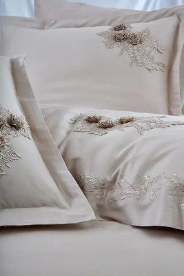 Постельное белье Dantela Vita Safir Beige Сатин з мереживом sul-3198 фото