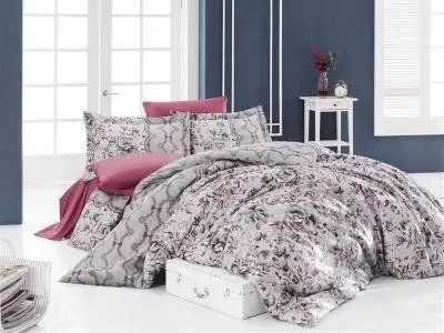 Постельное белье сатин NAZENIN AMORE GRI SulNs-4210022 фото
