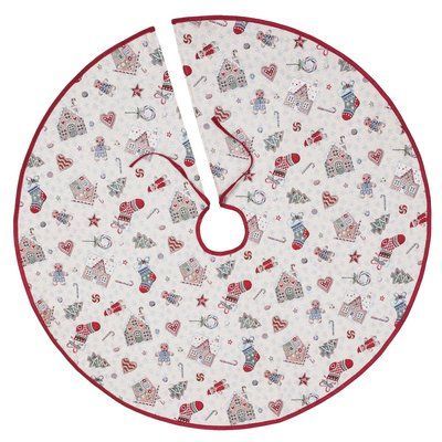 Юбочка под елку гобеленовая EDEN014 Limaso, Ø90, Прямоугольная, Новогодний, Серебряный люрекс, 70% полиэстер, 23% хлопок, 3% акрил, 4% металлическое волокно, синтепон, Гобелен lim_EDEN014-SD90 фото