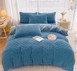 Велюровое постельное белье однотонное Homytex, Синий, Евро, 200x230 см, 230x250 см, 48x74 см