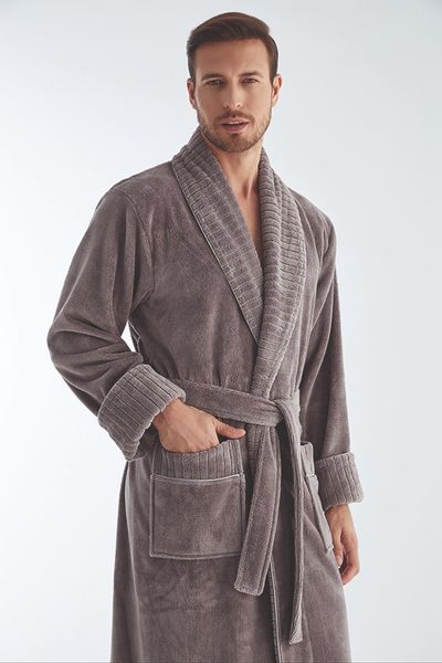 Халат чоловічий велюровий Nusa 1330, Сіро-бежевий, TAS, L/XL Halat-M05-L/XL фото