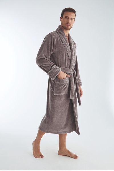 Халат чоловічий велюровий Nusa 1330, Сіро-бежевий, TAS, L/XL Halat-M05-L/XL фото
