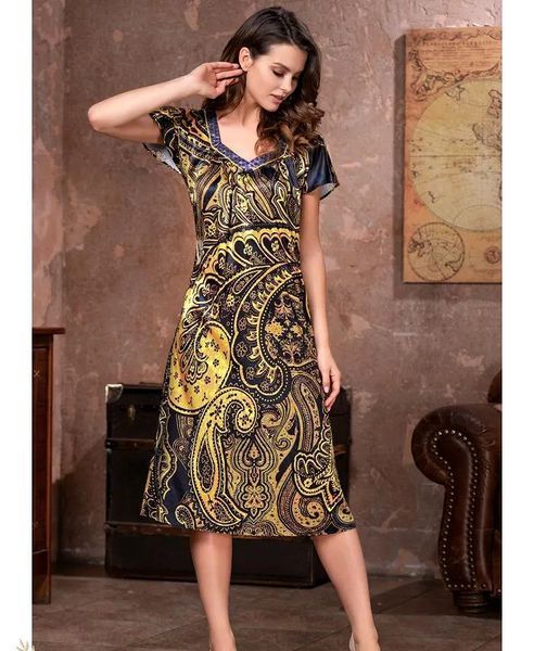 Женская длинная шелковая сорочка Армани Голд 3498 Mia-Amore Mia-Amore_3498_2XL фото