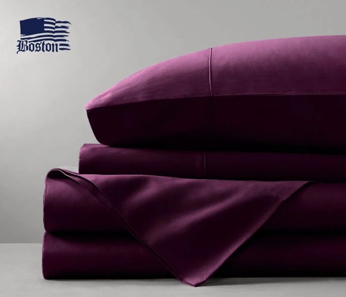 Простынь Dark Plum сатиновая Jefferson баклажанная 200х220 posmar54604 фото