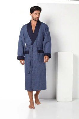 Чоловічий халат бамбуковий на поясі Nusa ns 15120-1 new Довгий posa015784-3xl фото