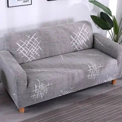 Чехол на диван + 2 кресла эластичные принт Homytex Серая классика Ht-18308 фото