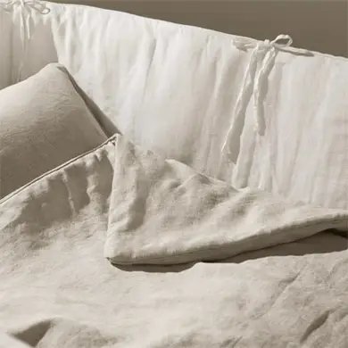 Захисний лляний бортик у ліжечко (тканина льон) 60х120х40 см злл фото