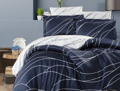Комплект Cotton Satin S-496 Mesi Navy Blue S-496-Mesi-Navy-Blue-Євро фото