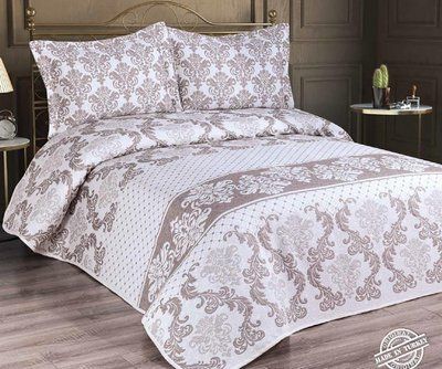 Жакардове покривало з наволочками My Bed "Zerafet", Бежево-сірий My_bed_3 фото