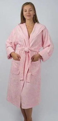 Женский махровый халат бамбуковый на поясе Irya Tender Pembe длиный L/XL box12008066 фото