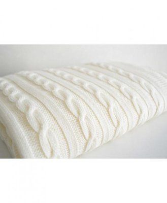 Вязаное покрывало на кровать молочное provence_013909 фото