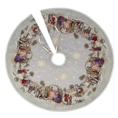 Юбочка под елку гобеленовая ROUND1153 Limaso, Ø90, Круглое, Новогодний, Золотой люрекс, 70% полиэстер, 23% хлопок, 3% акрил, 4% металлическое волокно, Гобелен lim_ROUND1153-SD фото