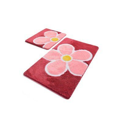 Набір килимоків у ванну кімнату Chilai Home Flower fusya 60*100 + 50*60 110069429 фото