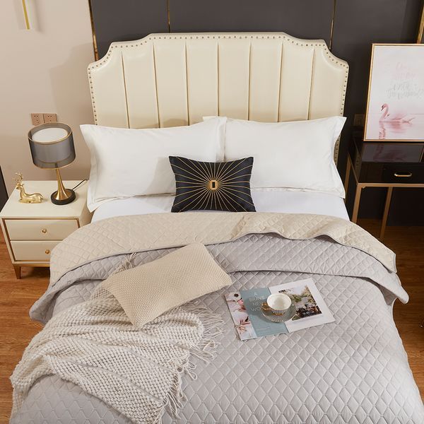 Покривало двостороннє Бежевий/світло-сірий Love You 200 x 220 см loveyouhome_ly2301 фото