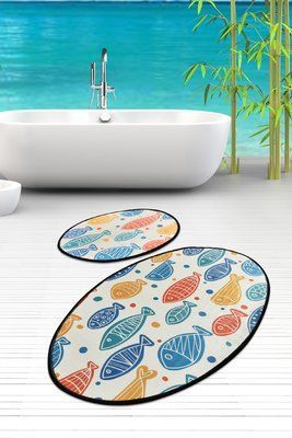 Набір килимків для ванної кімнати Chilai Home FISH COLORFUL DJT 60x100+50x60 Chom_110024107 фото