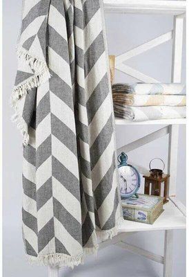 Хлопковый плед Barine Fishbone Throw Black, 130 х 180 см sv2000022193047 фото